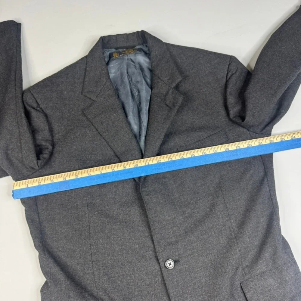 Vtg Brooks Brothers Makers Blazer‎ Mens 41R Charcoal Grey Wool USA Made